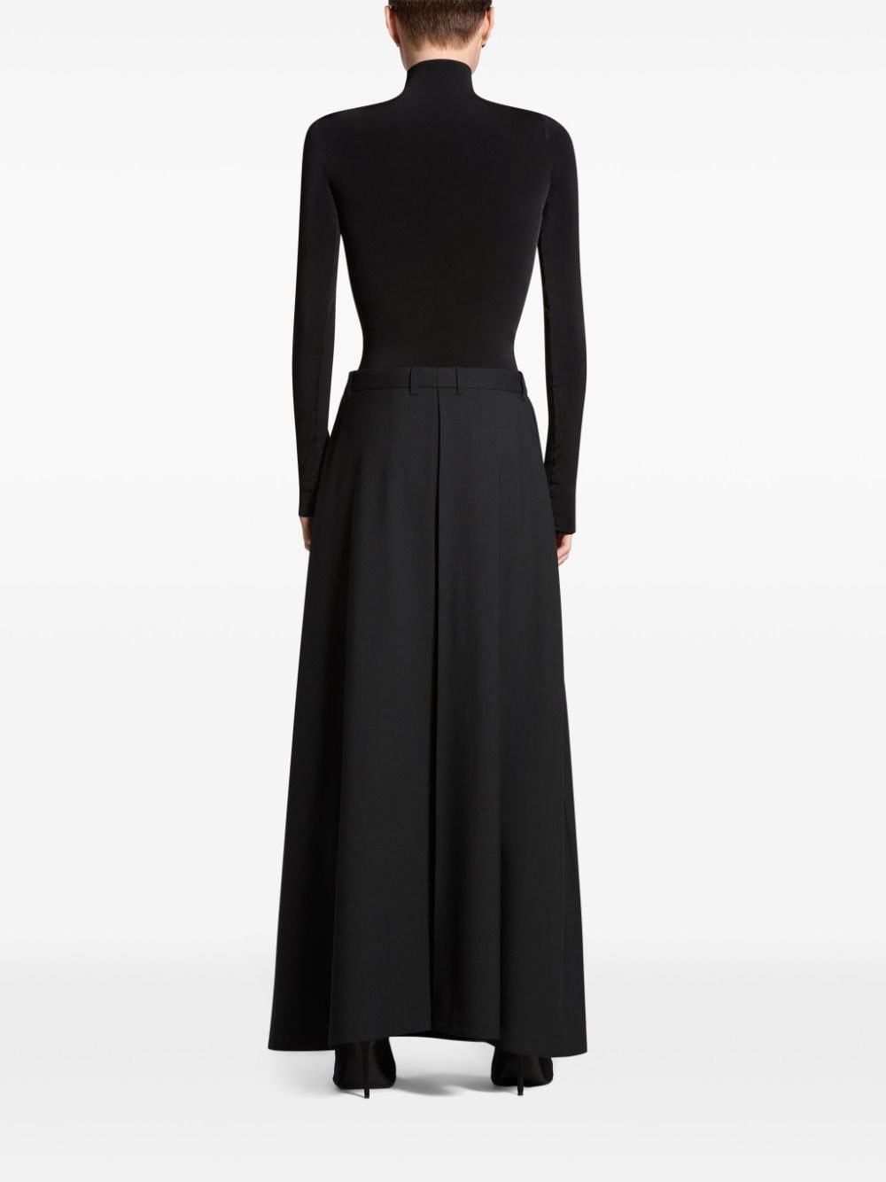 Shop Balenciaga Wool Pleated Maxi Skirt In Black