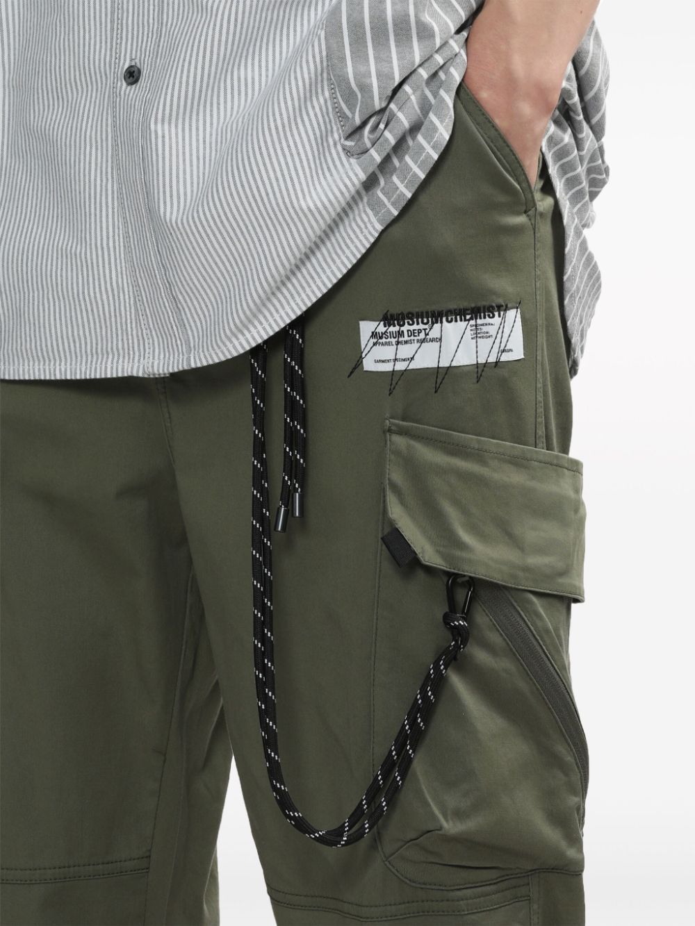 Shop Musium Div. Elasticated-waist Cargo Trousers In Green
