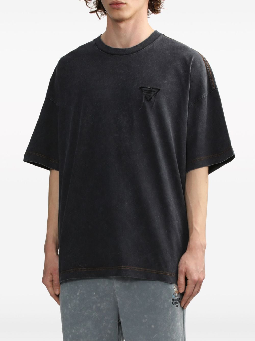Shop Musium Div. Logo-embroidered Cotton T-shirt In Black