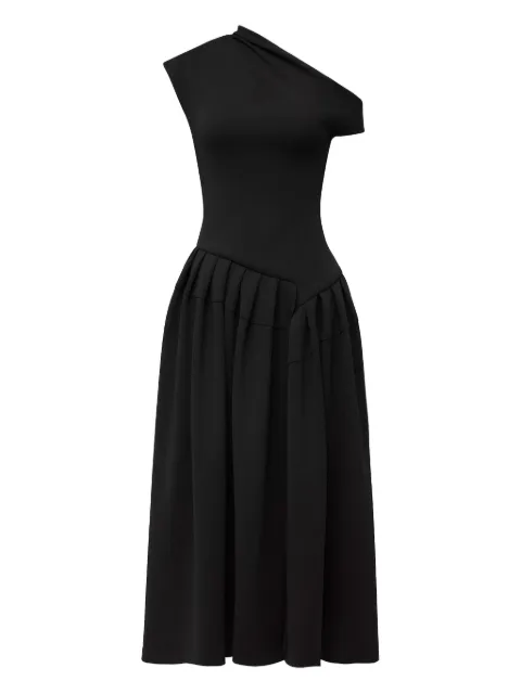 CHATS BY C.DAM one-shoulder pleated midi dress