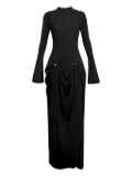 CHATS BY C.DAM Europa draped bell-sleeve dress - Black