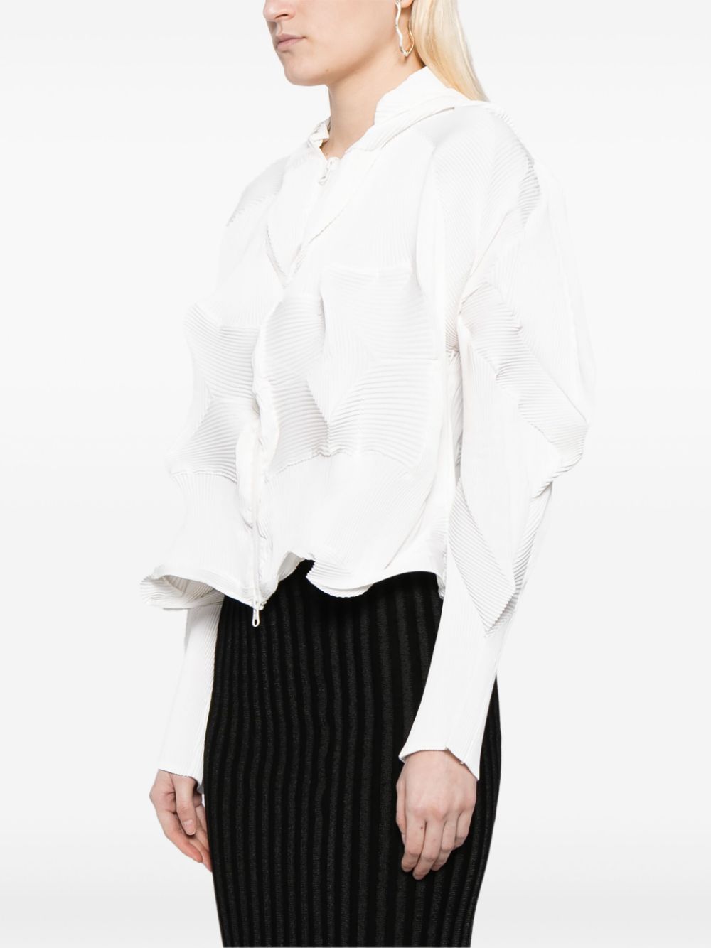 Shop Jnby Striped Asymmetric Jacket In White