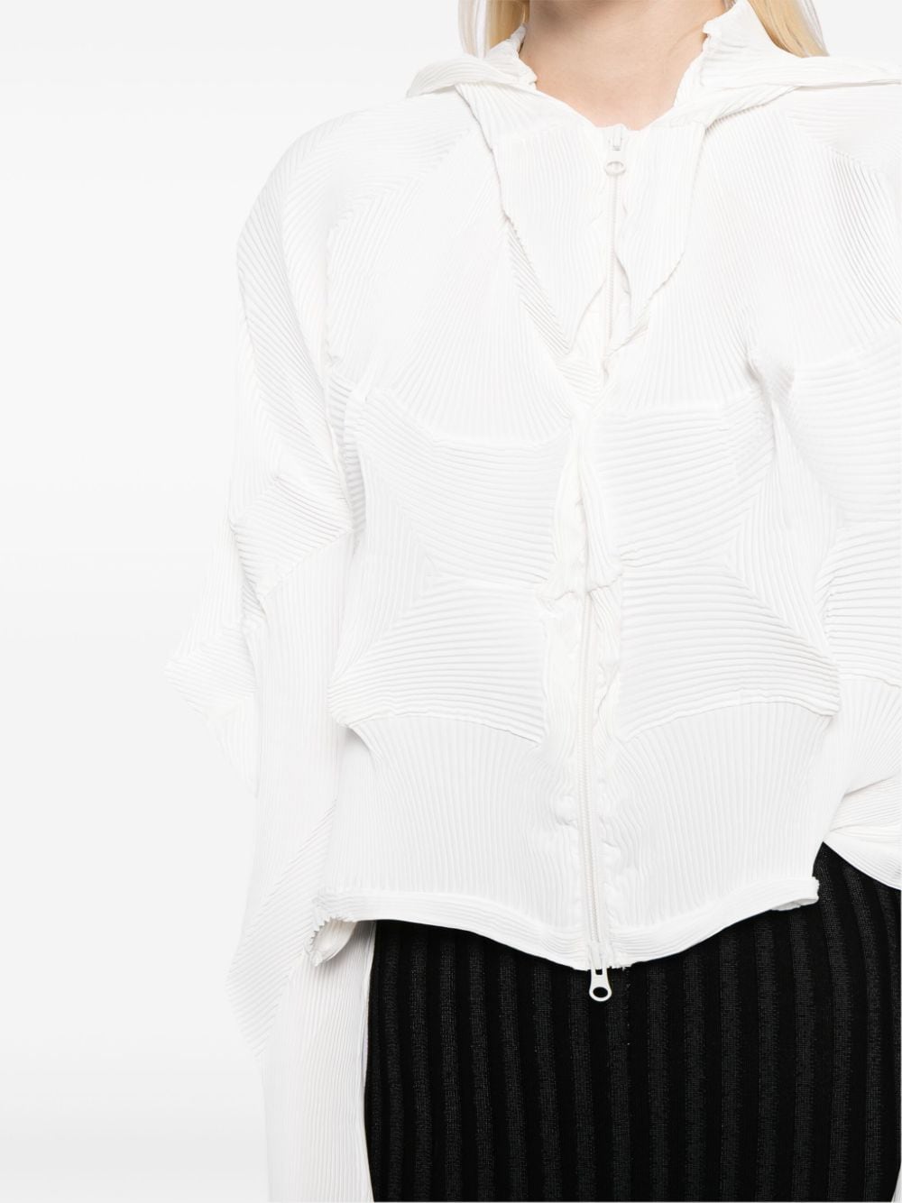 Shop Jnby Striped Asymmetric Jacket In White