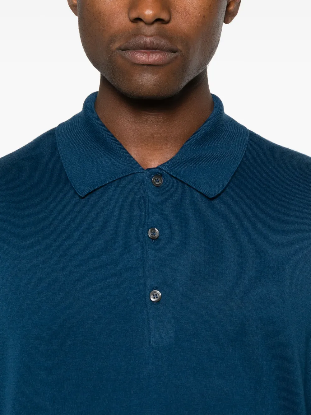 John Smedley Isis Knitted Cotton Polo Shirt | Blue | FARFETCH