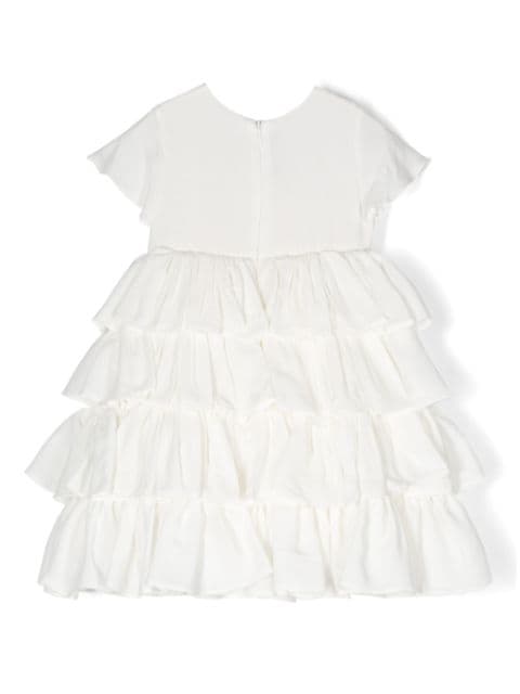 logo-embroidered ruffled dress set