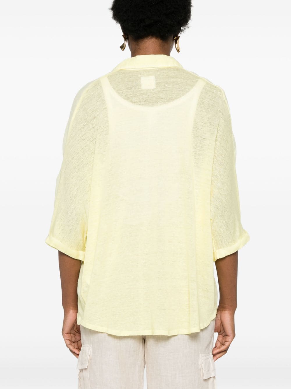 Shop 120% Lino Button-up Linen Shirt In Yellow