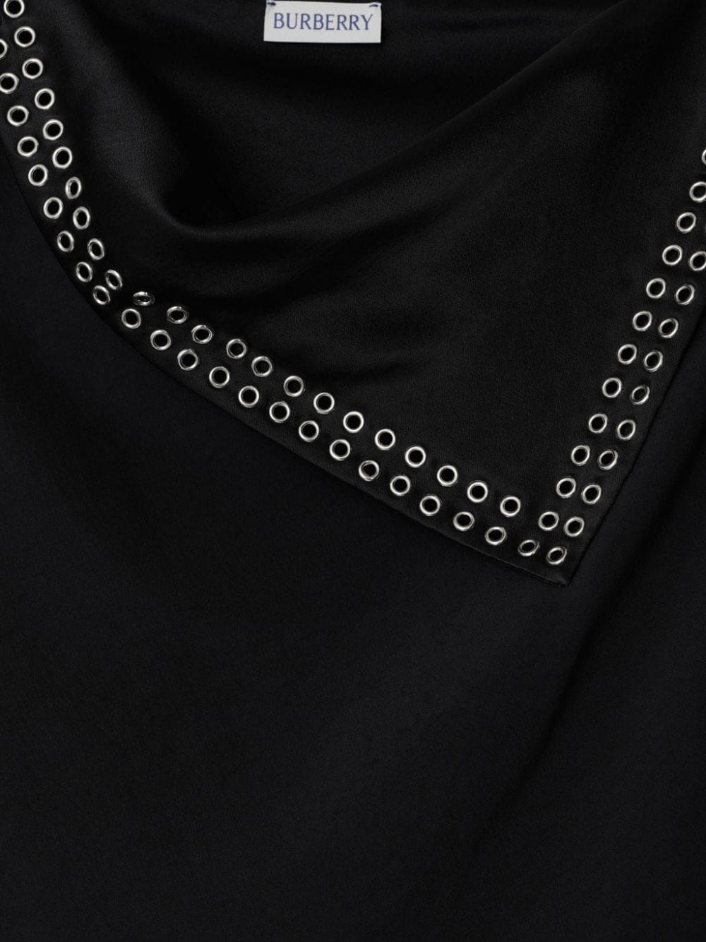 Shop Burberry Eyelet-trim Satin Dress In Black