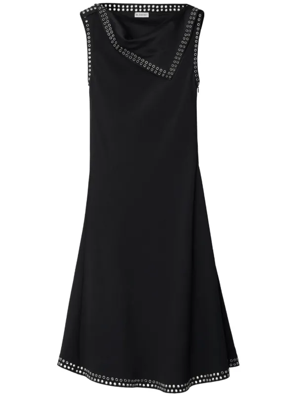 Burberry Eyelet-trim Satin Dress in Black