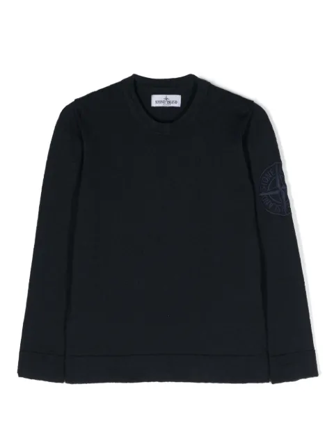 Stone Island Junior embroidered-logo knitted jumper