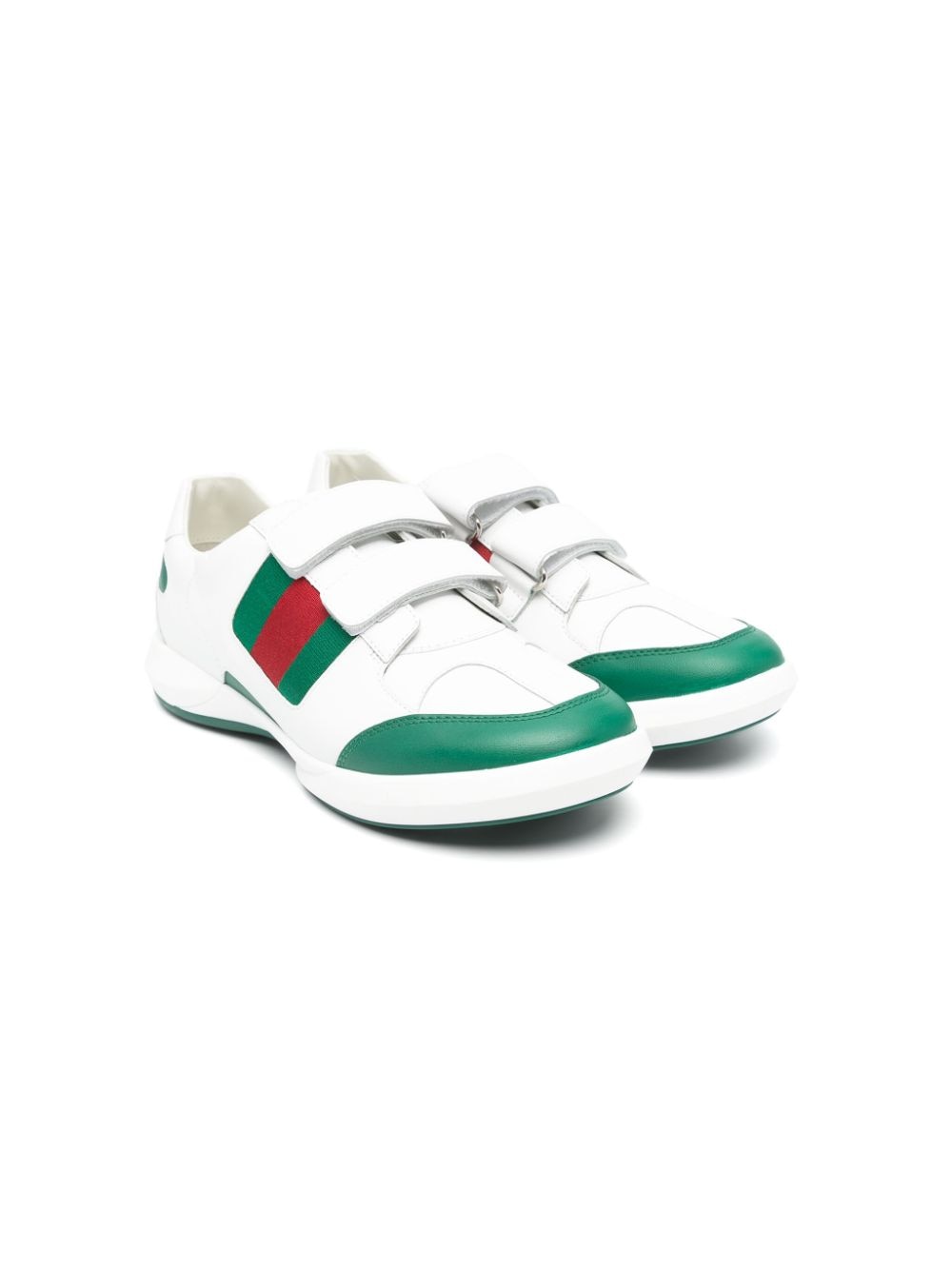 Shop Gucci Web-detail Leather Sneakers In White