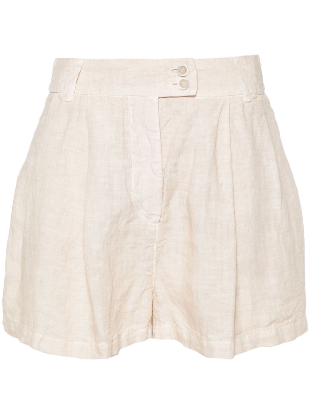 120% Lino Pleat-detail Linen Shorts In Neutrals