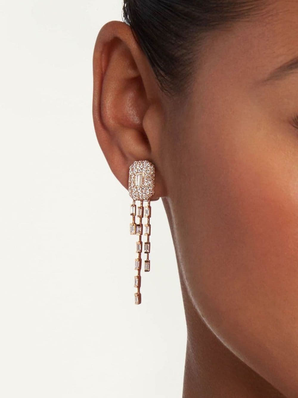 Image 2 of SHAY 18kt rose gold waterfall diamond drop earrings