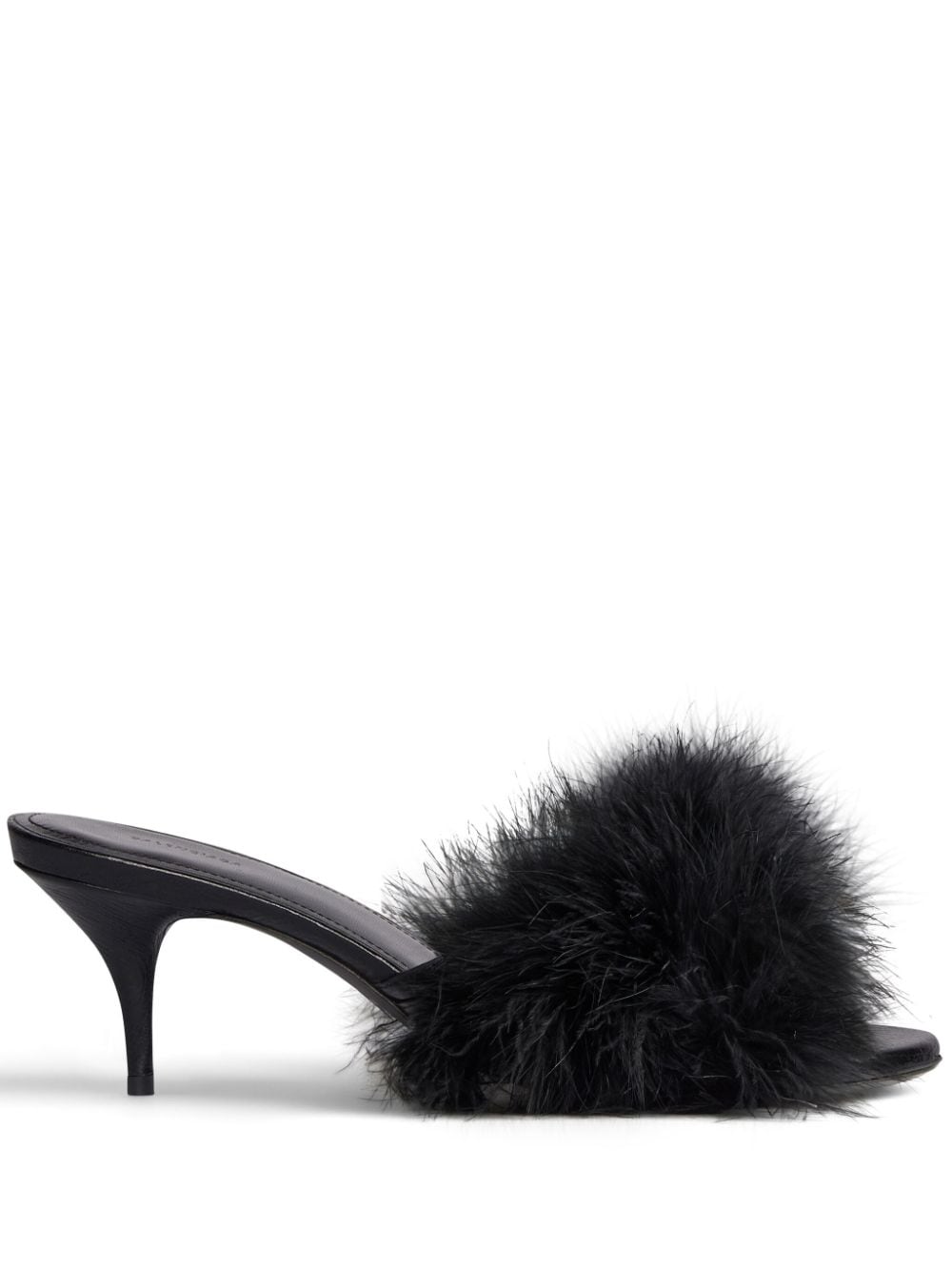 Shop Balenciaga Boudoir 70mm Feather Mules In Black