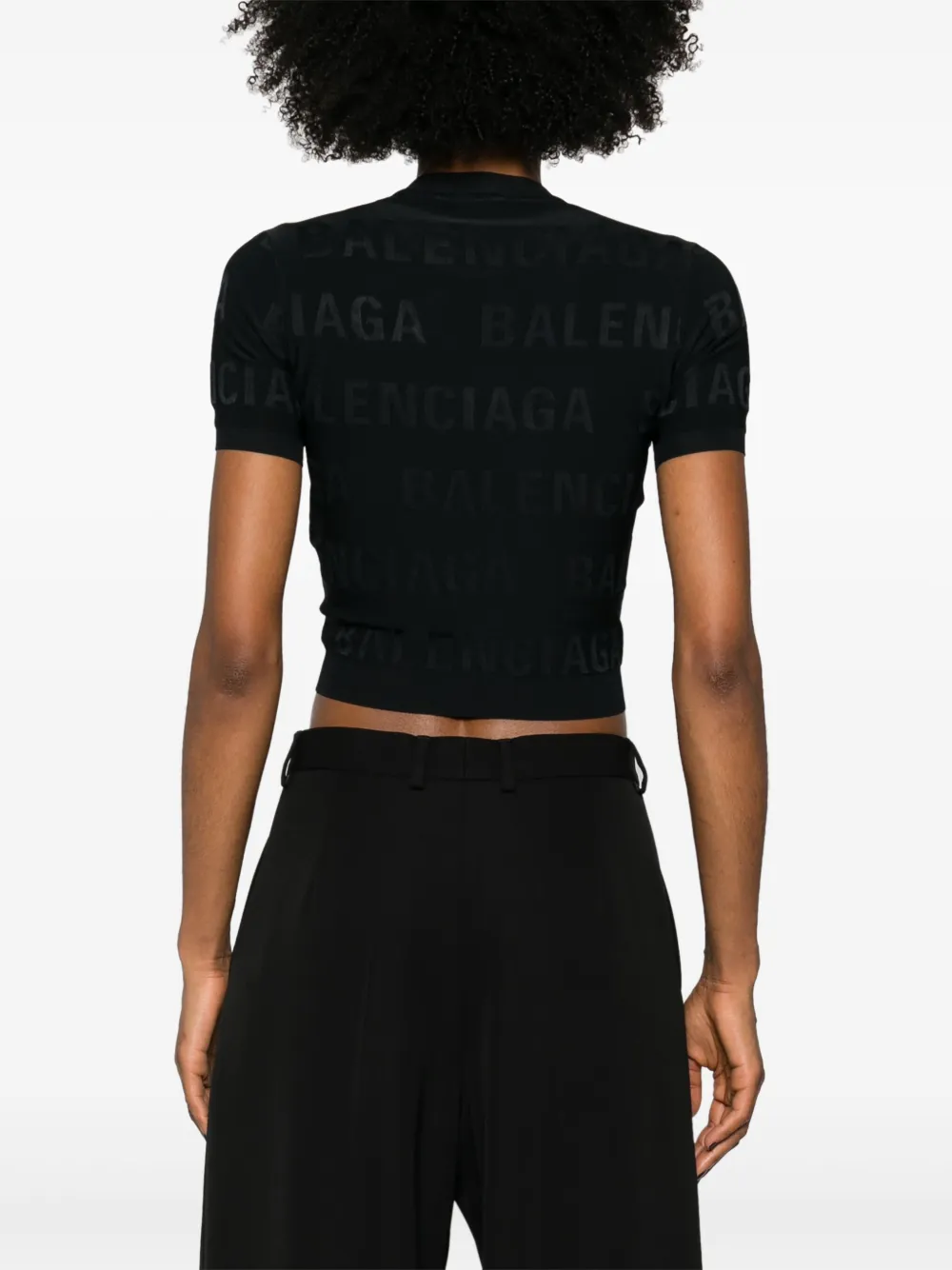 Balenciaga Cropped top met logo jacquard Zwart