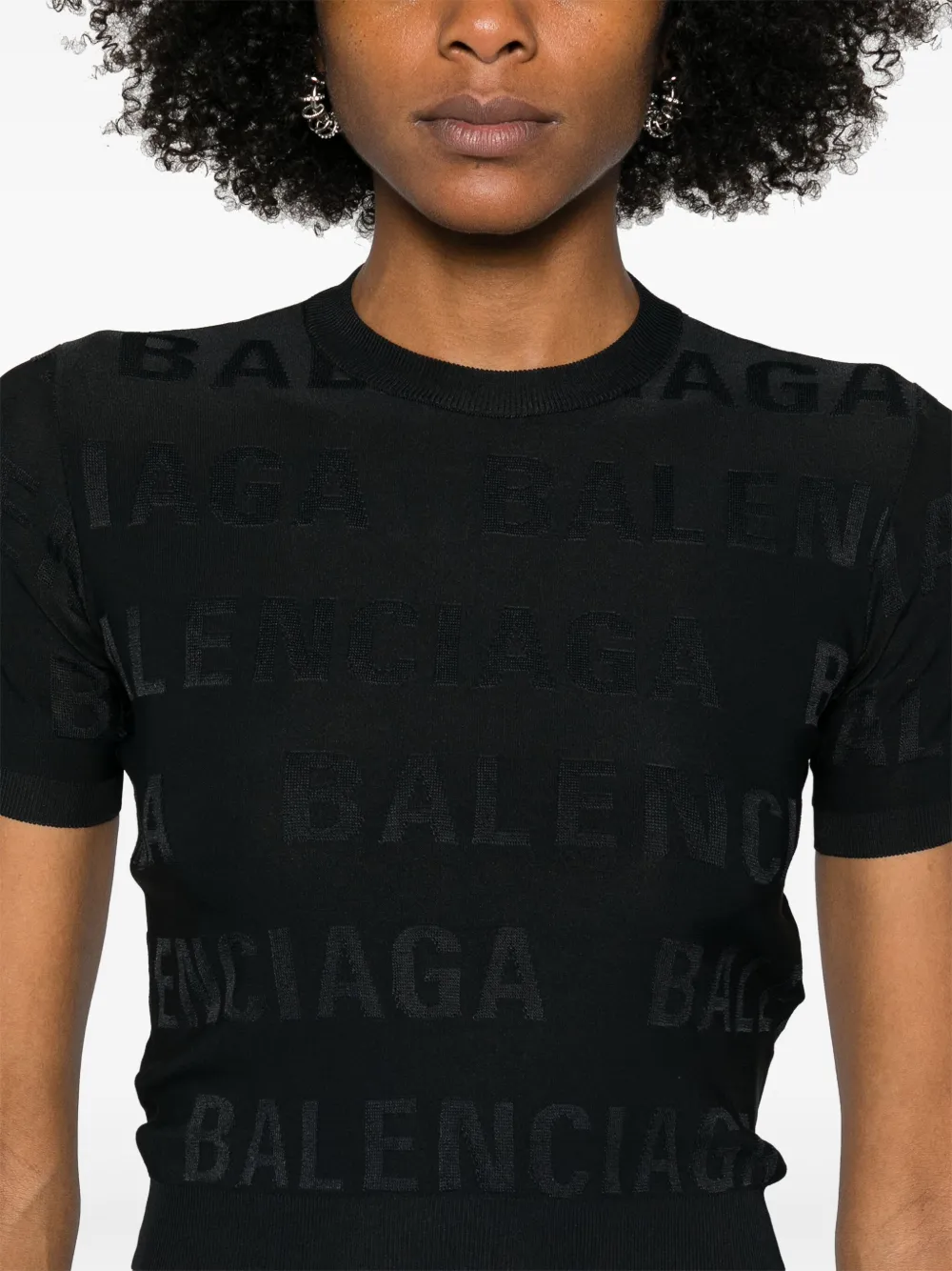 Balenciaga Cropped top met logo jacquard Zwart