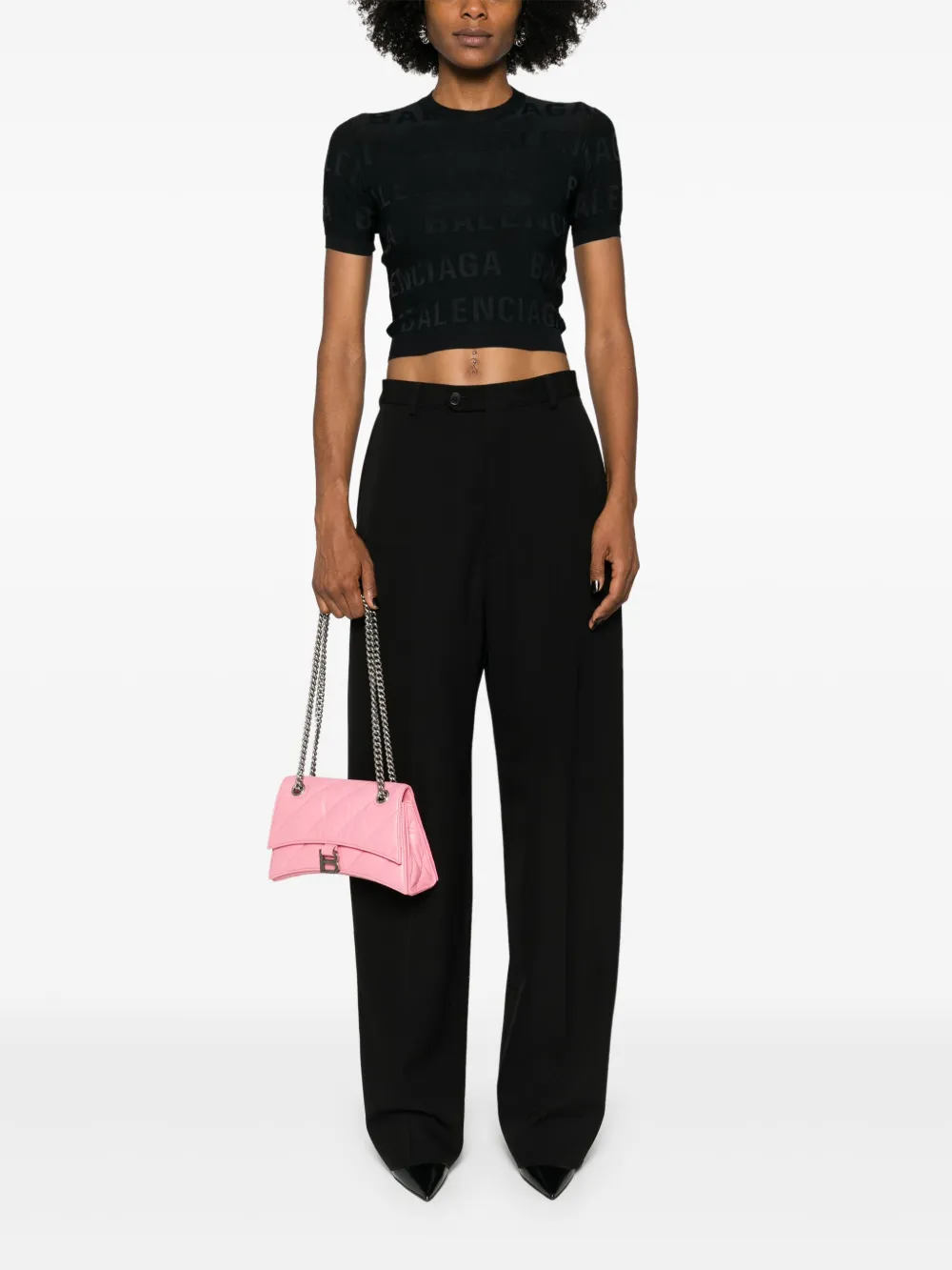 Balenciaga Cropped top met logo jacquard Zwart