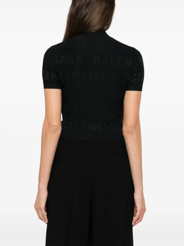 Tシャツ・カットソー BALENCIAGA Black Stretch Nylon Crop-Top Balenciaga Black Stretch Nylon Crop Top – LOZURI®