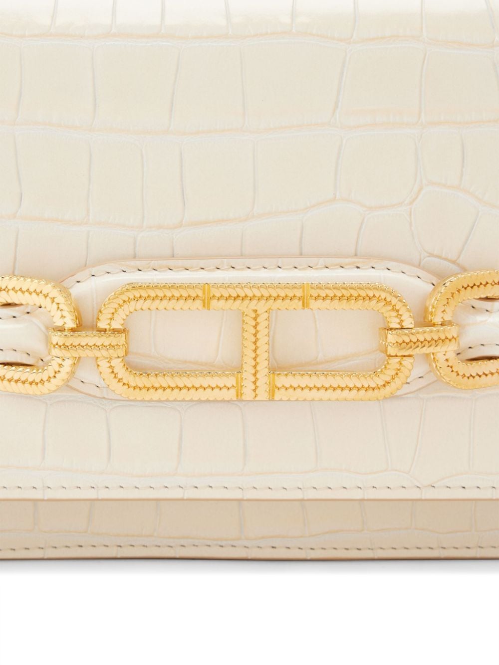 Shop Tom Ford Crocodile-embossed Leather Shoulder Bag In White