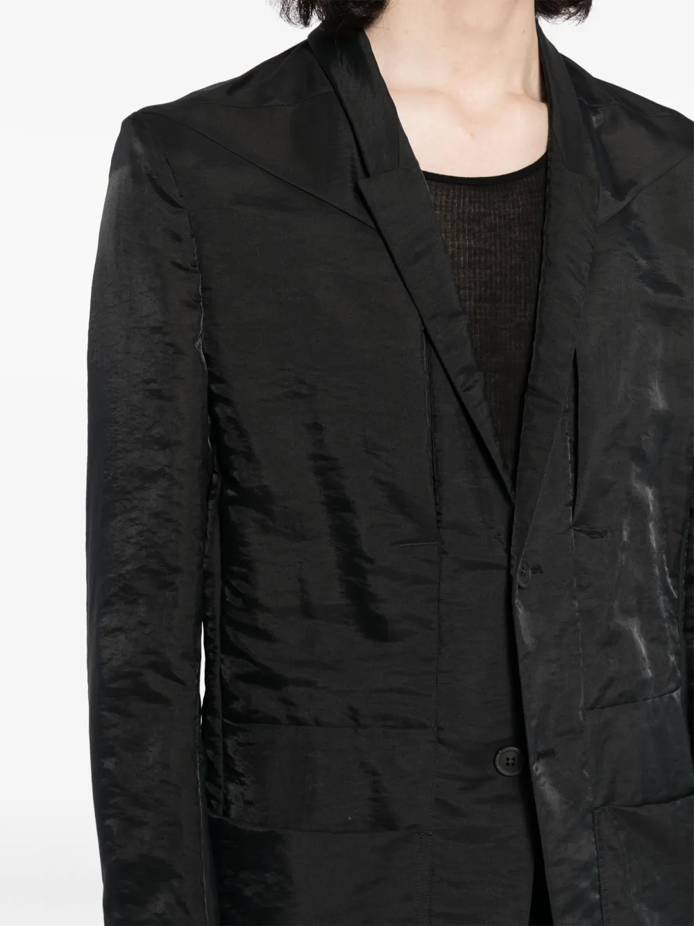 Rick Owens Blazer met enkele rij knopen van zijdeblend Zwart