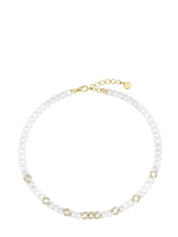 Shay 18kt Yellow Gold, Ceramic and Diamond Link Necklace