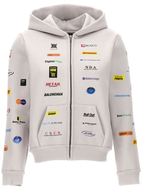 Balenciaga Business English logo-print hoodie Men