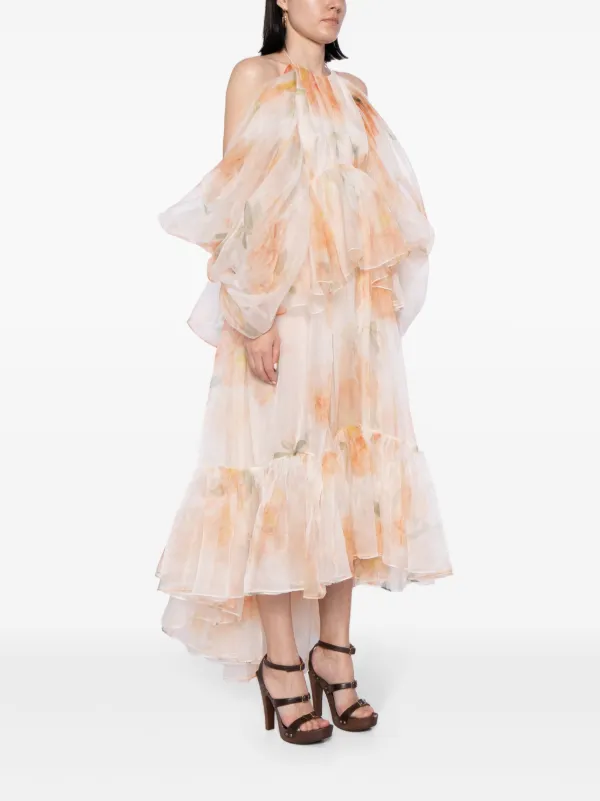 strapless open back dress Modern Fit-N-Flare Midi Dress - Contrast Stripe Organza