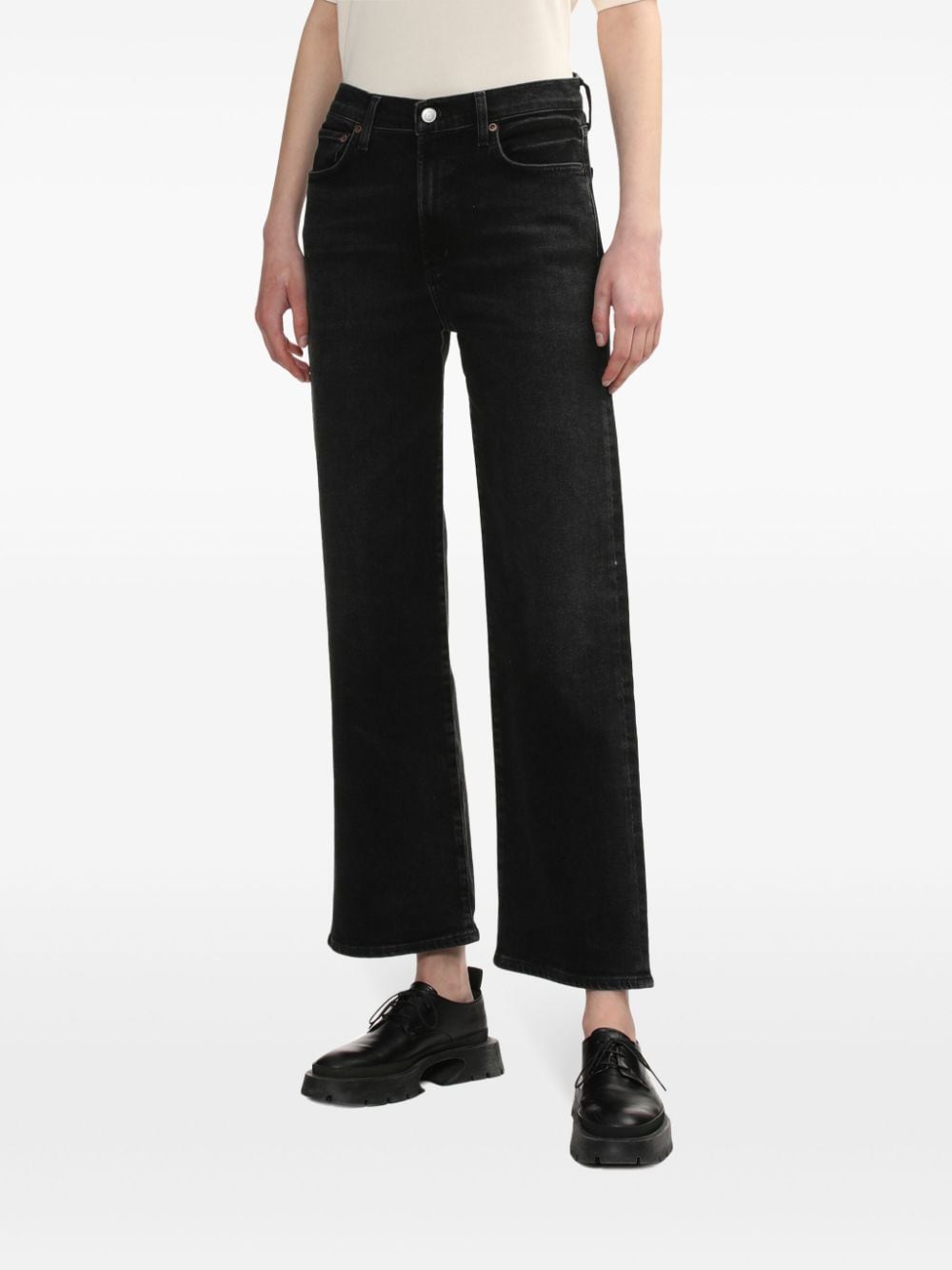 Shop Agolde '90s High-rise Wide-leg Jeans In Black