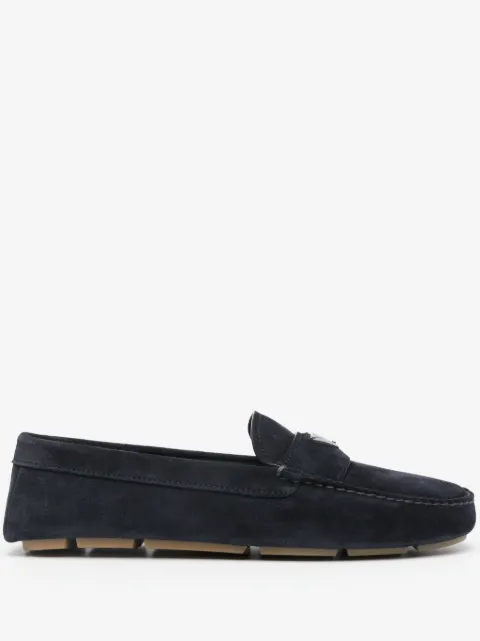 Prada 珐琅三角形logo绒面皮乐福鞋