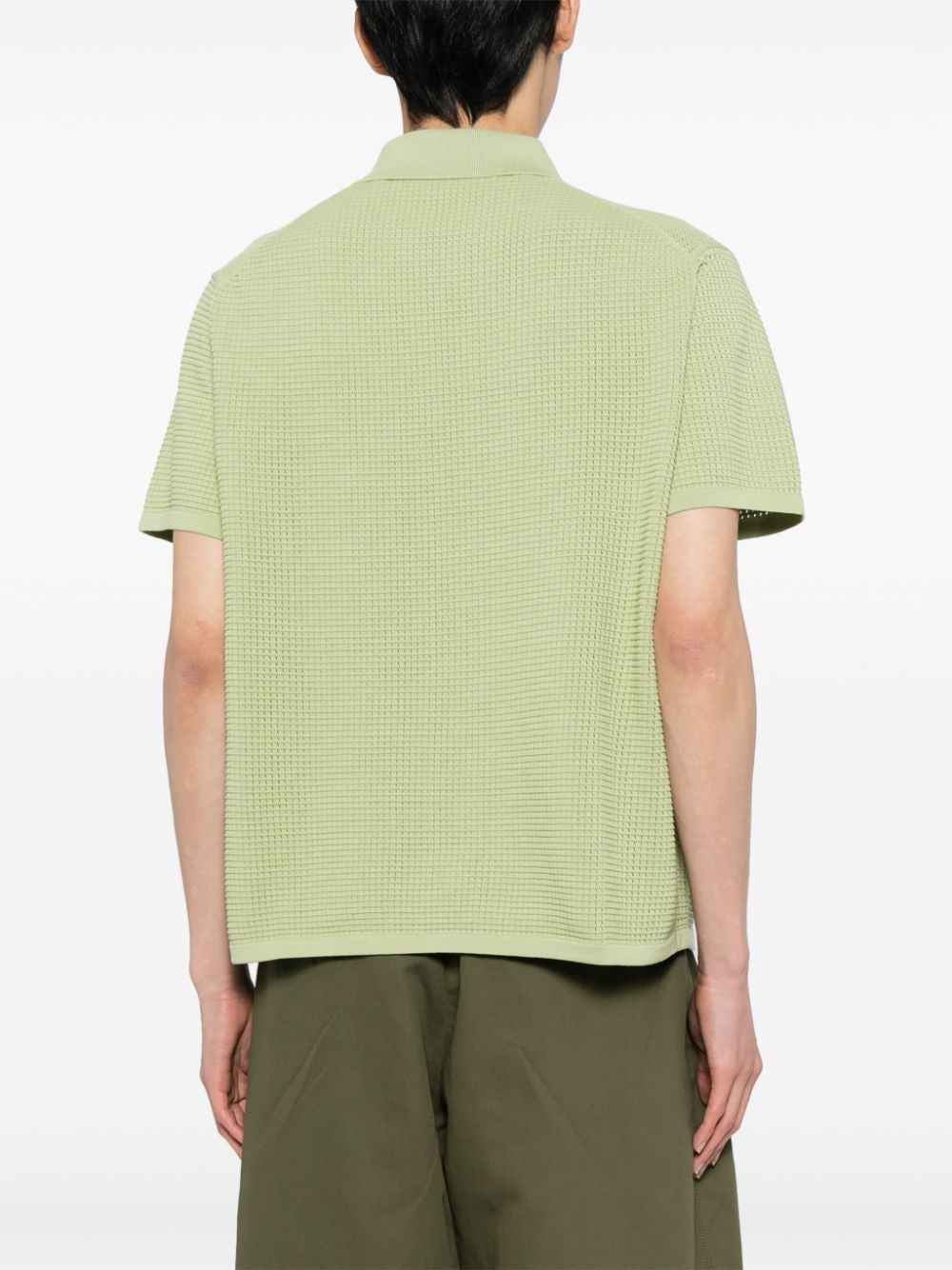 Shop Croquis Spread-collar Cotton Cardigan In Green