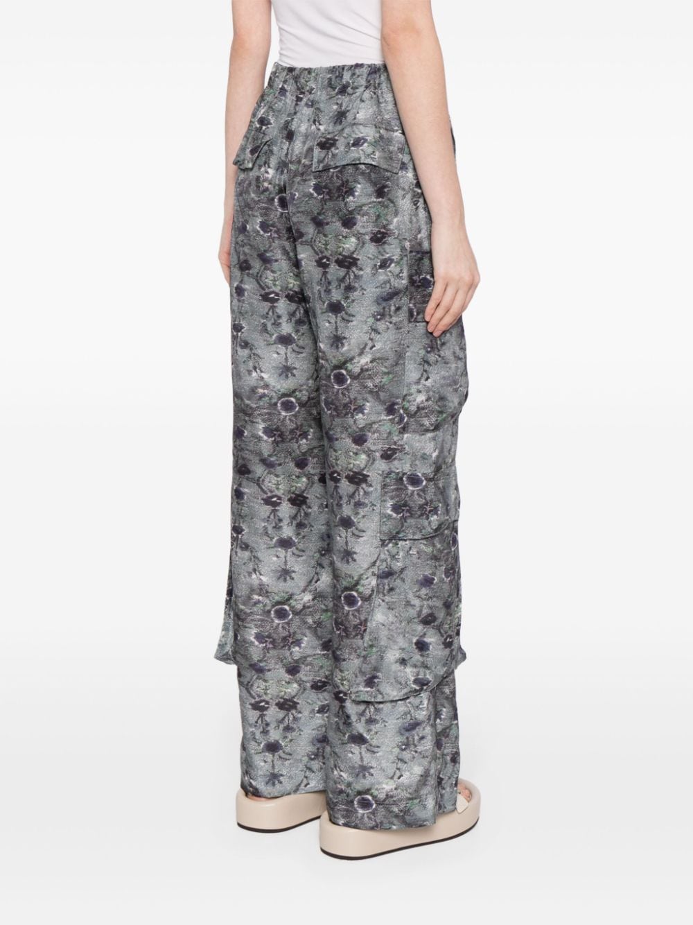 Shop Jnby Abstract-print Wide-leg Trousers In Blue