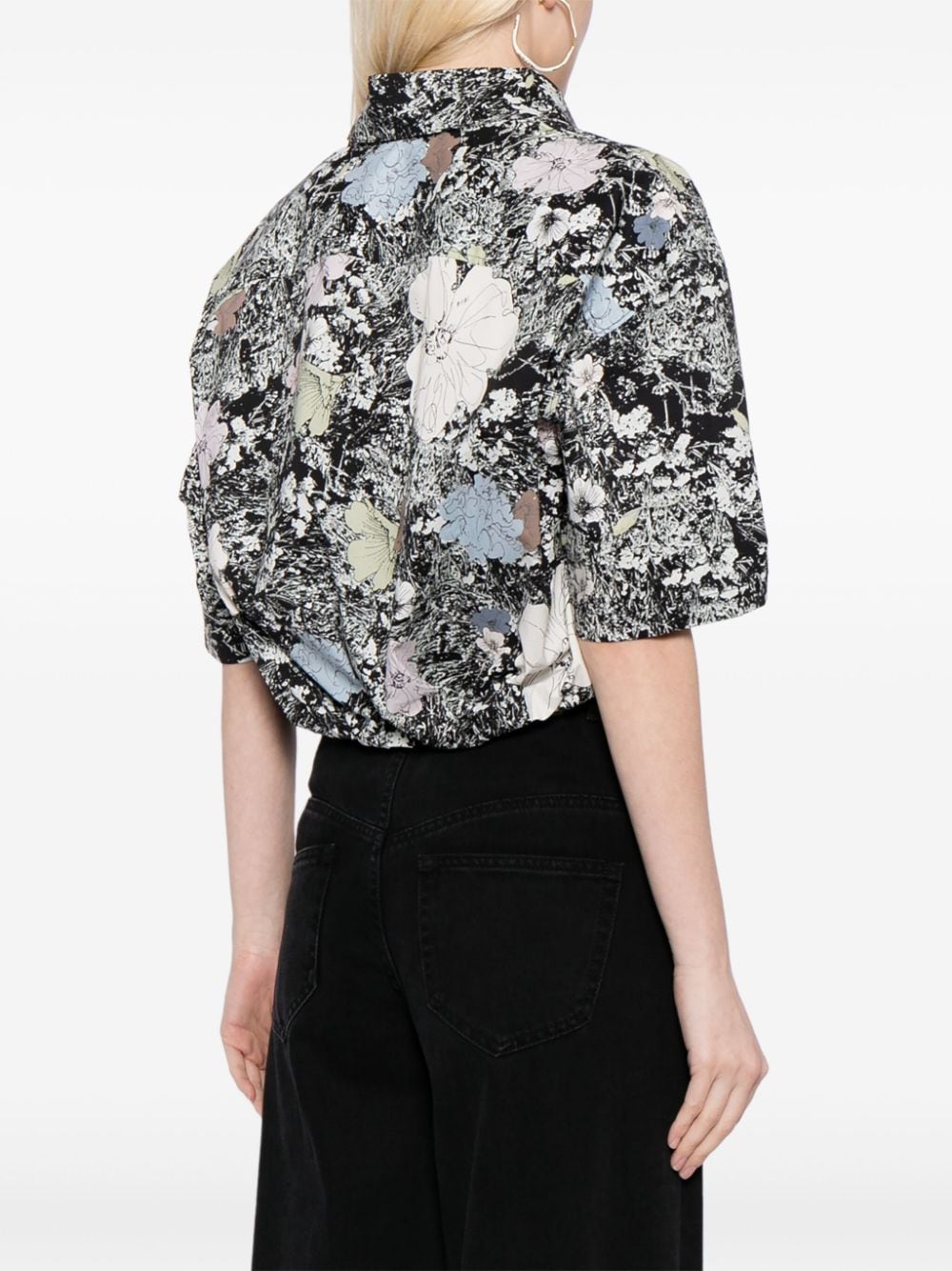 Shop Jnby Asymmetric Printed Shirt In Black