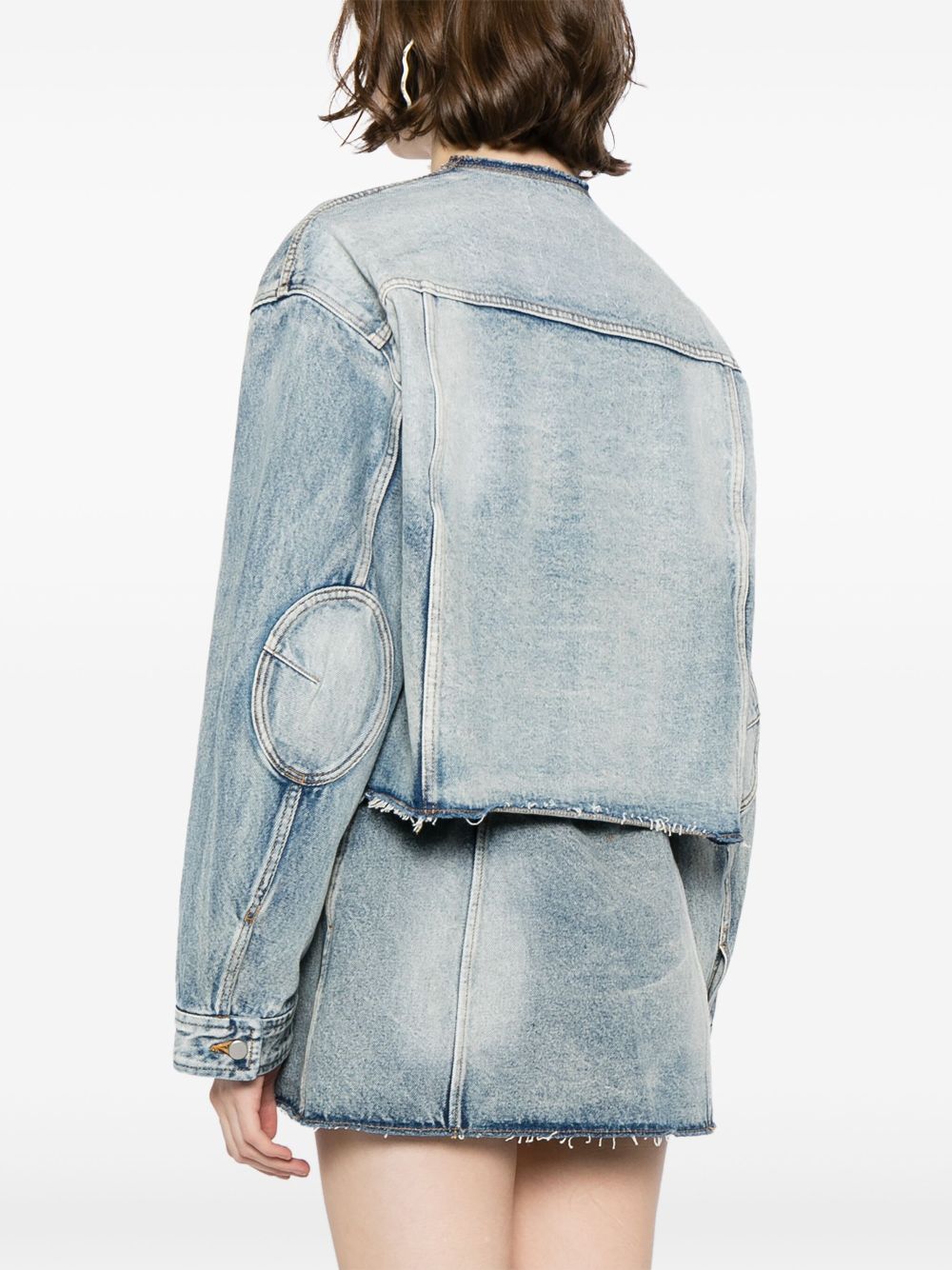 Shop Jnby Raw-hem Denim Jacket In 996