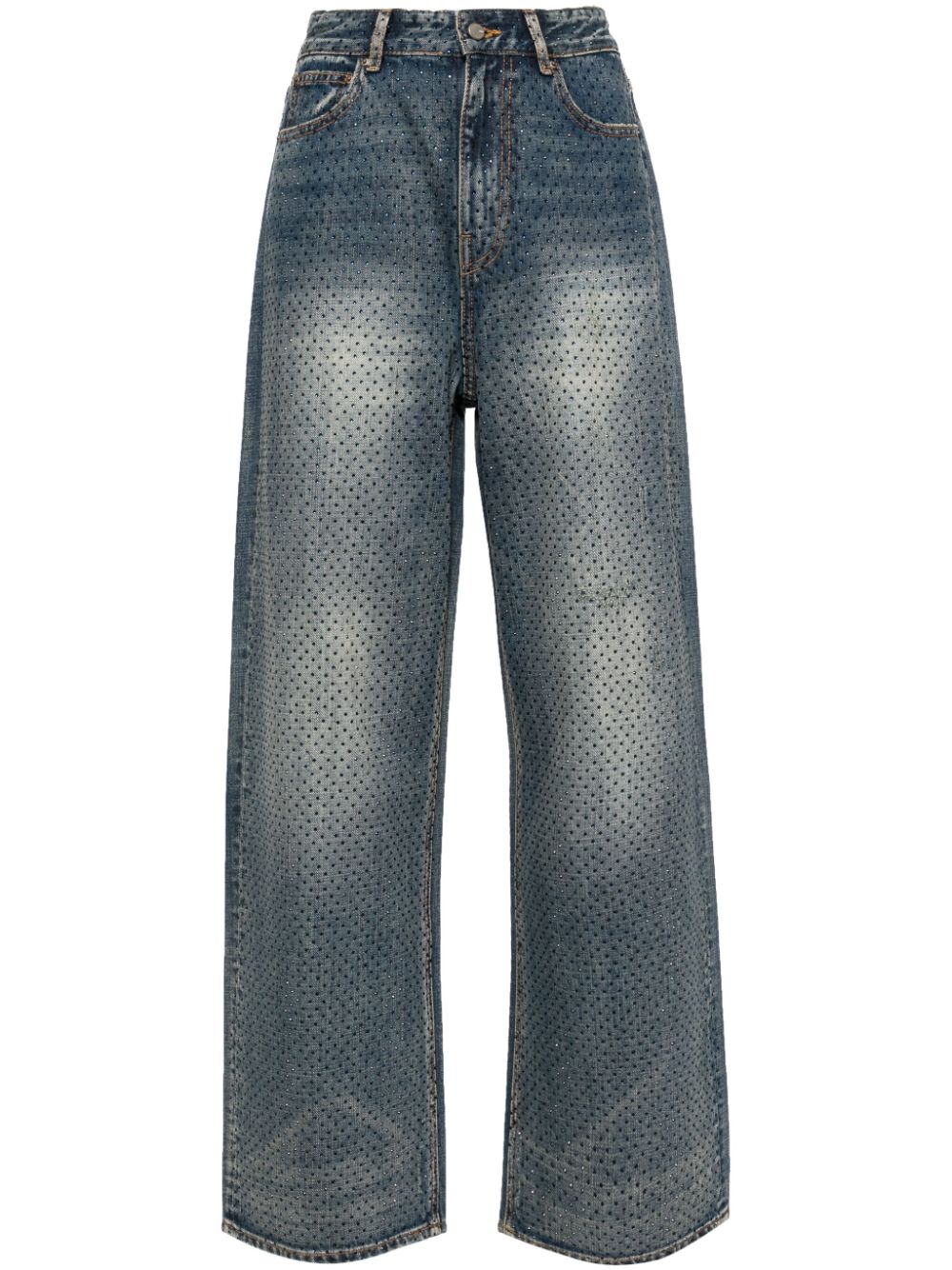 Jnby Diamond-studded Straight-leg Jeans In Blue
