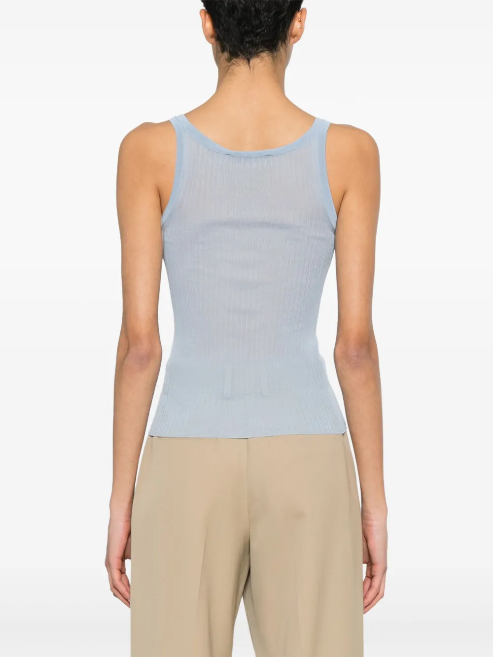 Max Mara Fijngeribbelde tanktop Blauw
