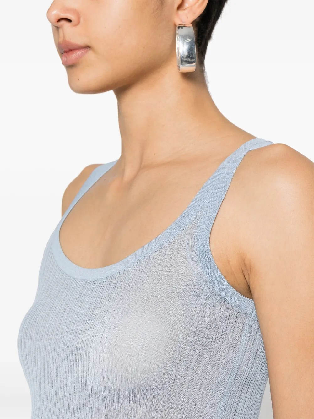 Max Mara Fijngeribbelde tanktop Blauw