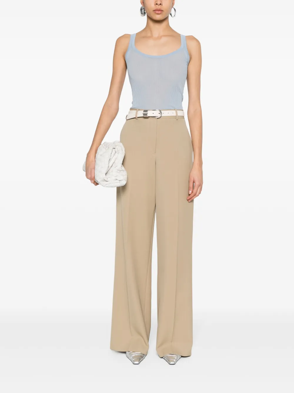 Max Mara Fijngeribbelde tanktop Blauw