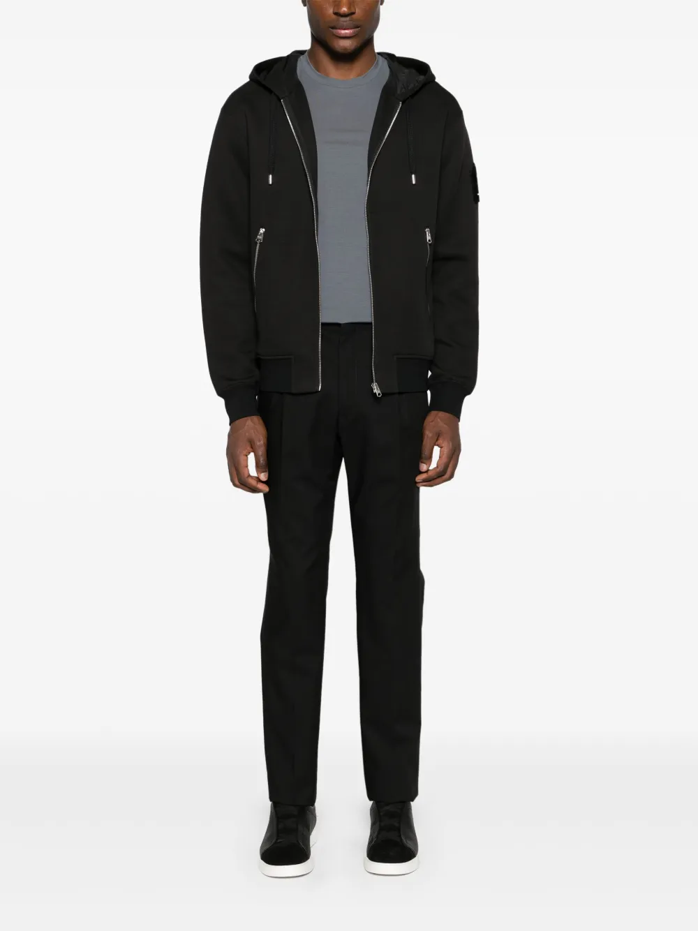 Mackage Hoodie met logoband en rits - Zwart