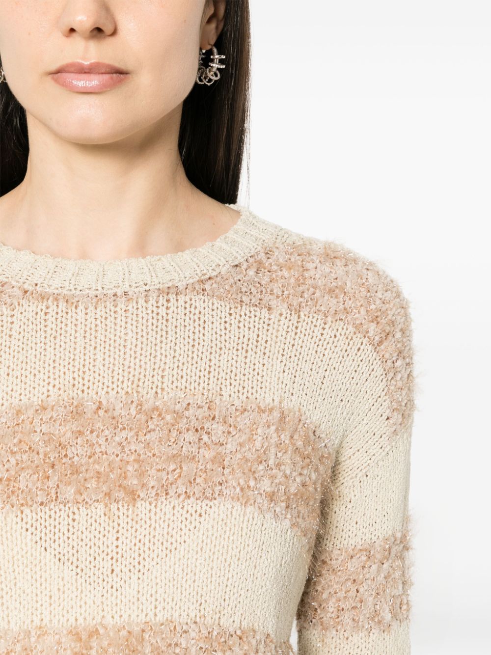 Shop Bruno Manetti Appliqué-detailing Striped Jumper In Neutrals