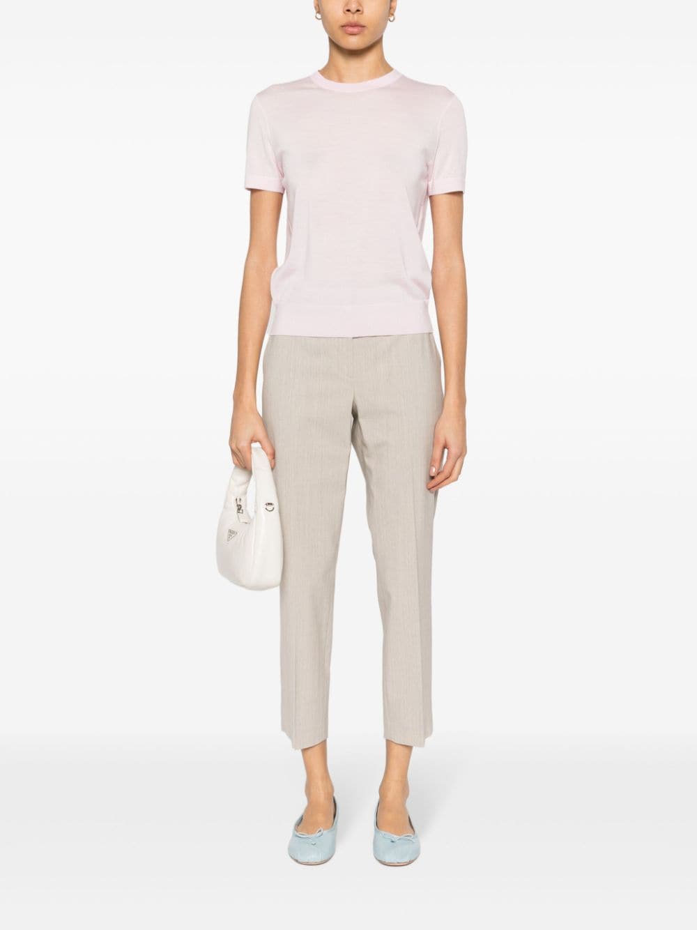 Shop Theory Mélange Tapered Trousers In Neutrals
