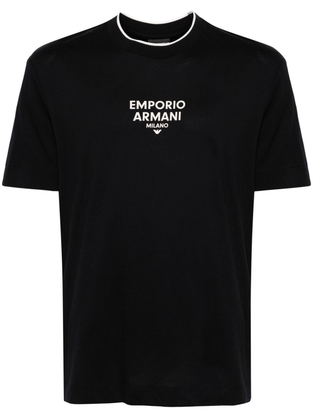 Emporio Armani Logo-rubberised Cotton T-shirt In Blue