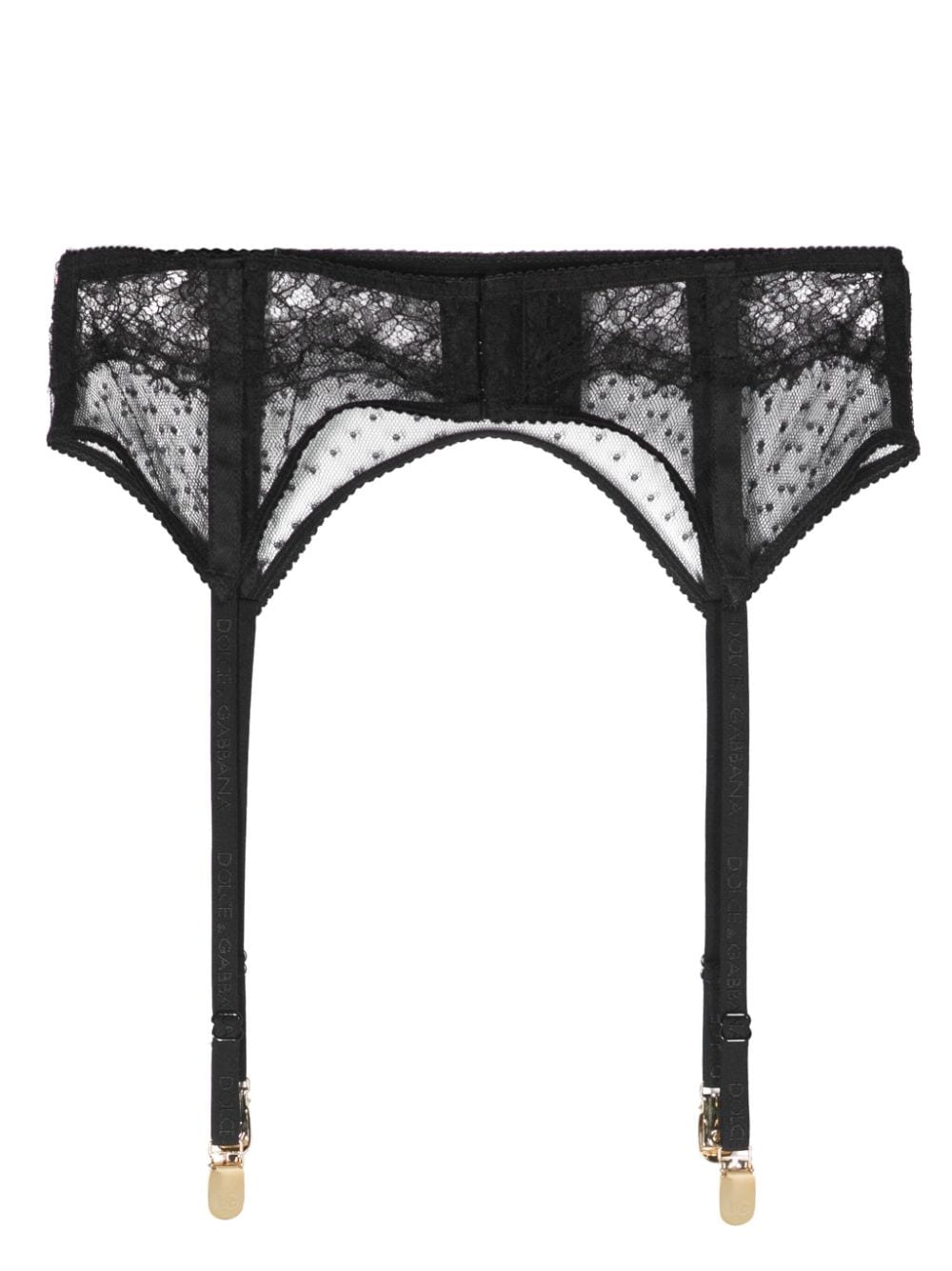 Shop Dolce & Gabbana Dg-lettering Lace Suspender Belt In Black