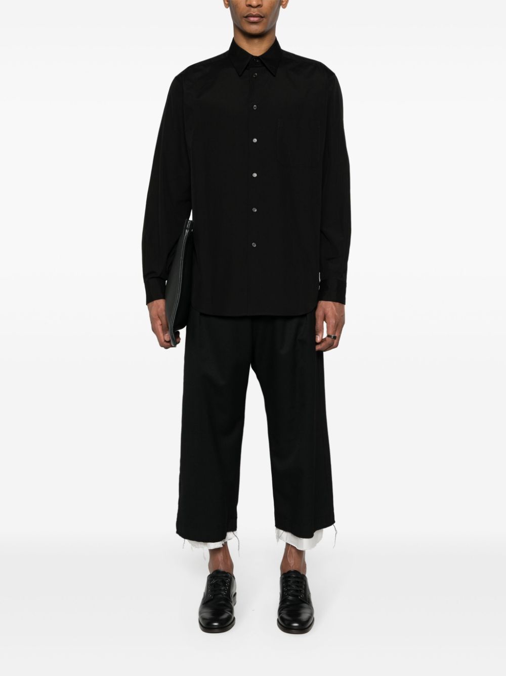 Shop Yohji Yamamoto Cotton Poplin Shirt In 黑色