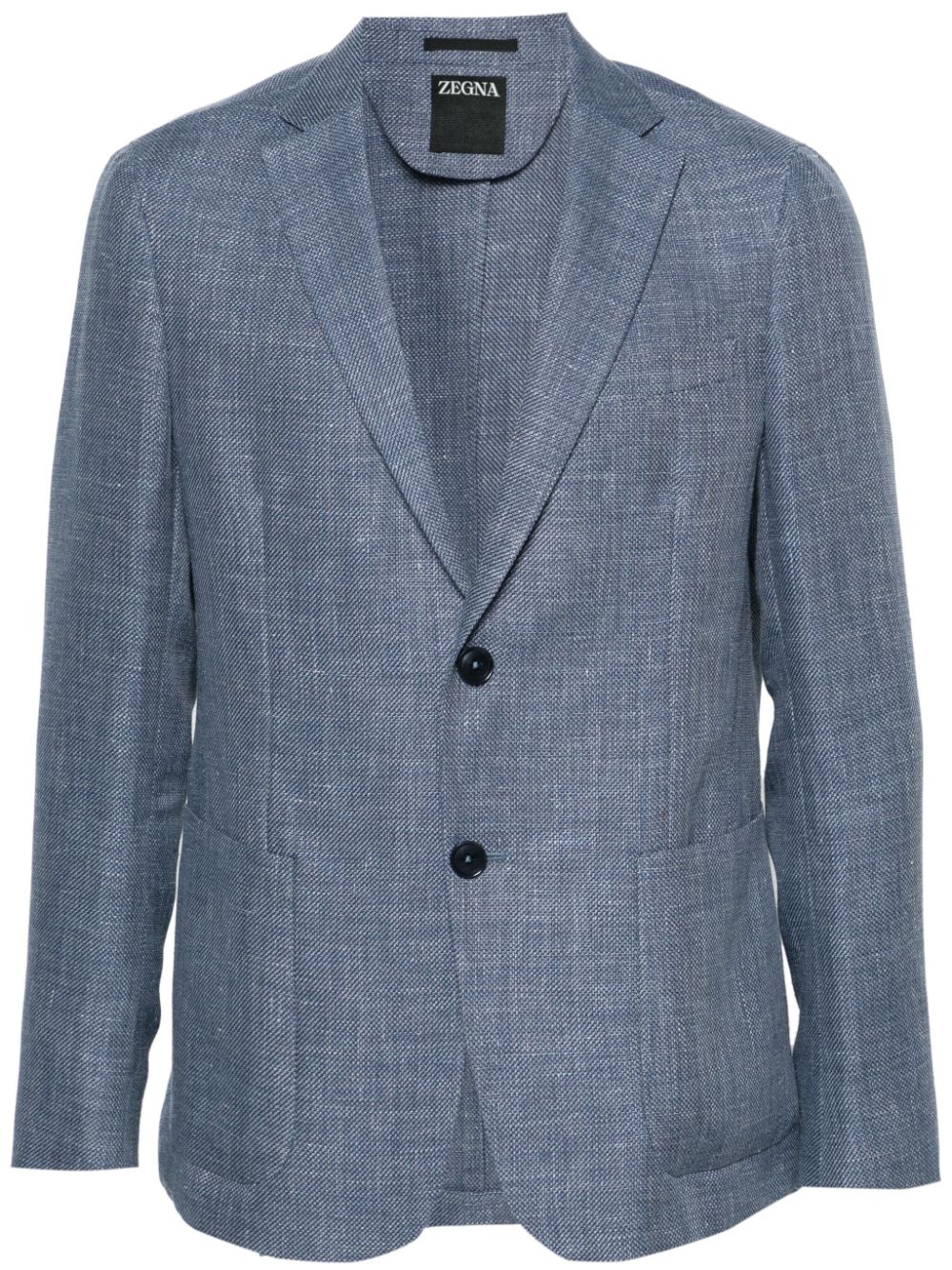 Zegna Notched-lapels Single-breasted Blazer In Blue