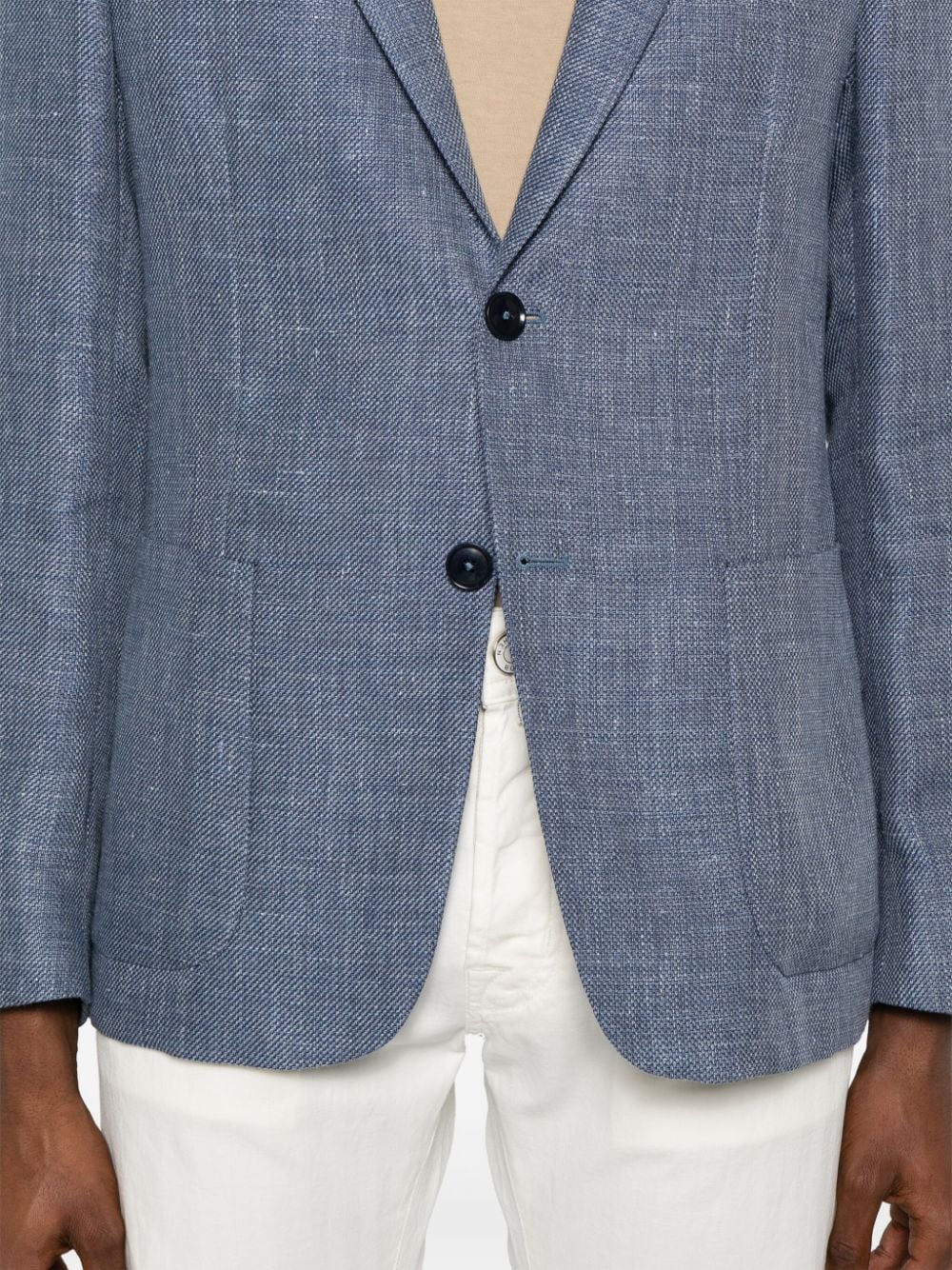 Zegna Blazer met enkele rij knopen en gekerfde revers Blauw