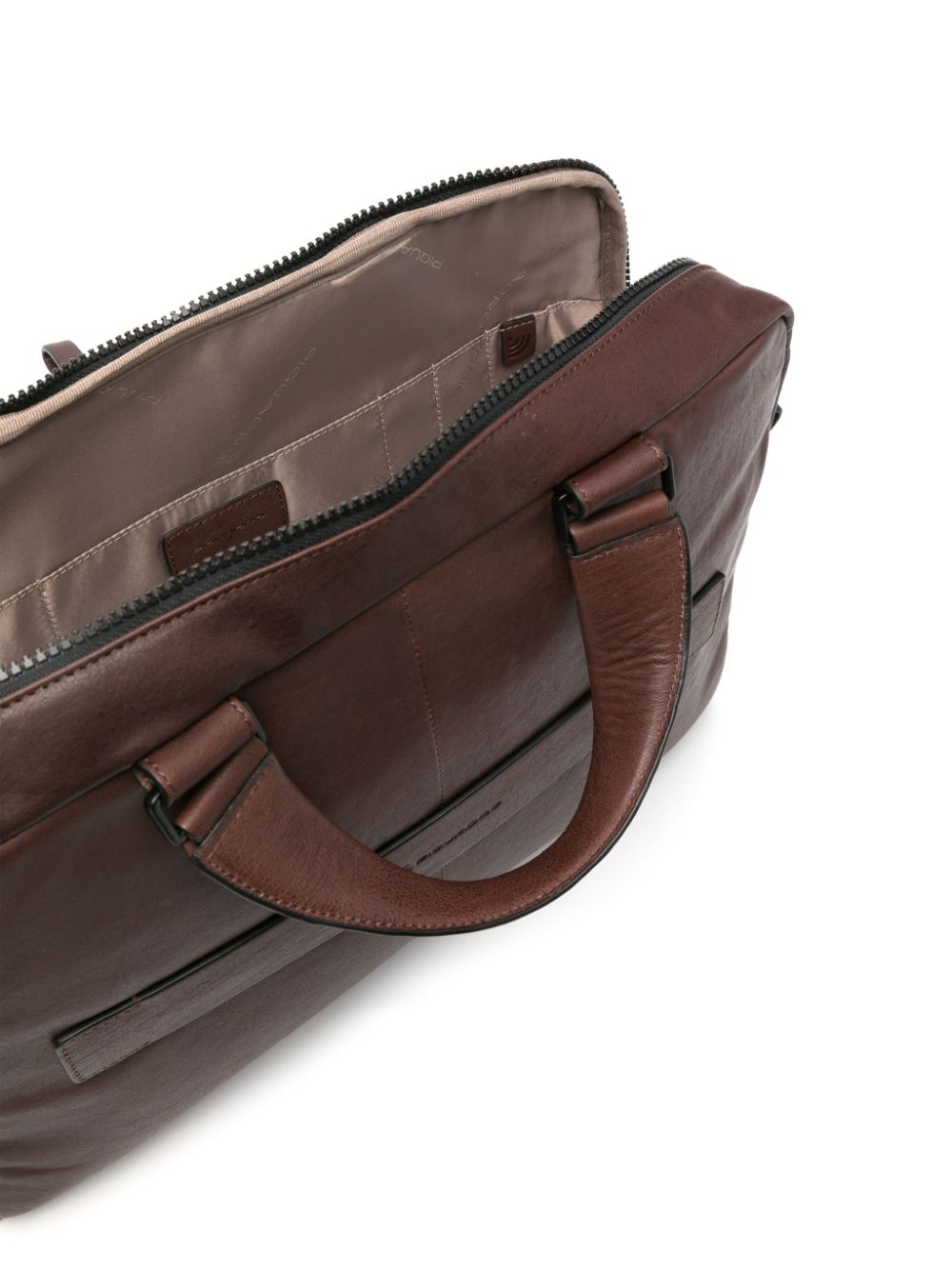 Shop Piquadro Leather Laptop Bag In Brown