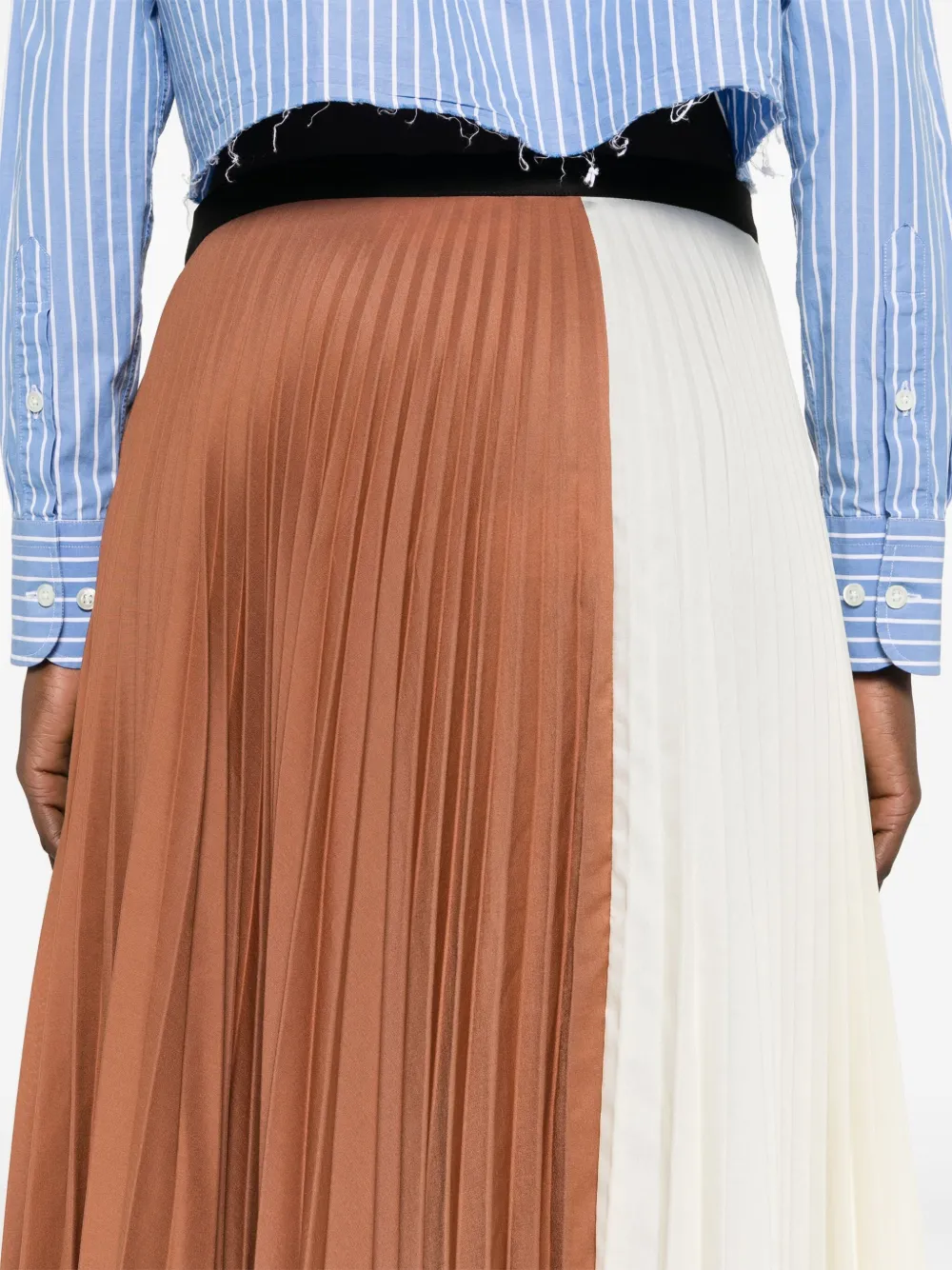 Shop Plan C High-waist Pleated Skirt In Neutrals