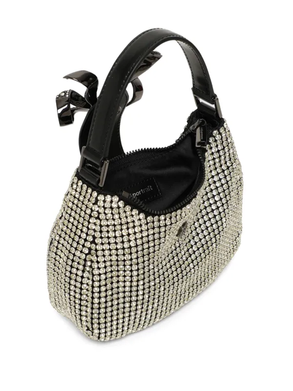 Self-Portrait crystal-embellished bow-detail Tote Bag | Silver