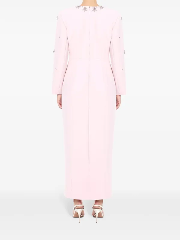 huishan zhang pink dress HUISHAN ZHANG | Pink Alba Crepe Shoulder Sequin Gown