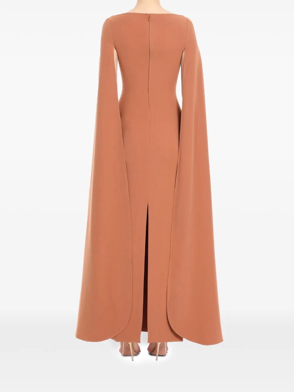 Shop Solace London The Sadie Cape-design Maxi Dress In Brown