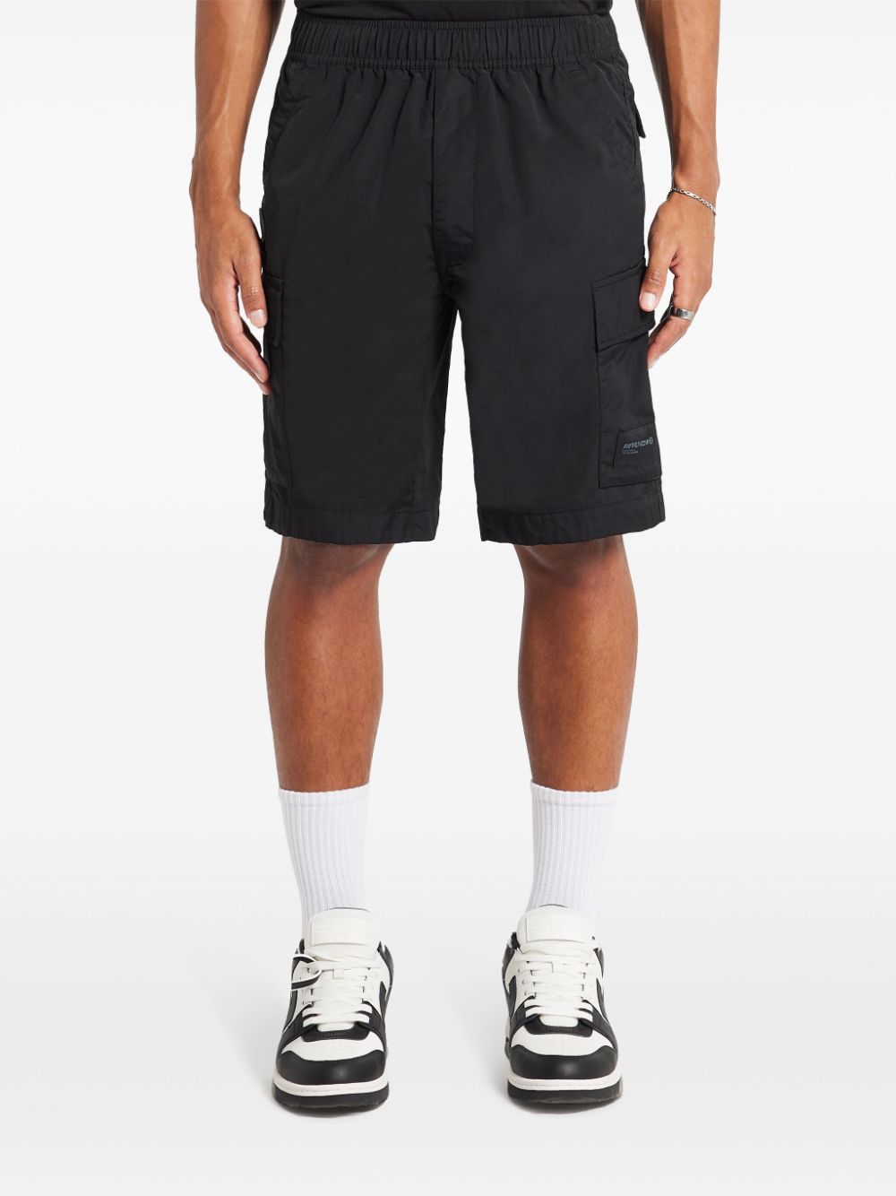 Shop Aape By A Bathing Ape Slogan Print Bermudas In 黑色